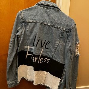 Sadie Robertson live fearless painted jean/denim jacket, size small